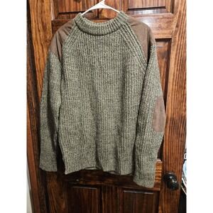 John Partridge Shooting Range Hunting Heavy Thick Sweater Large Green Knit Wool